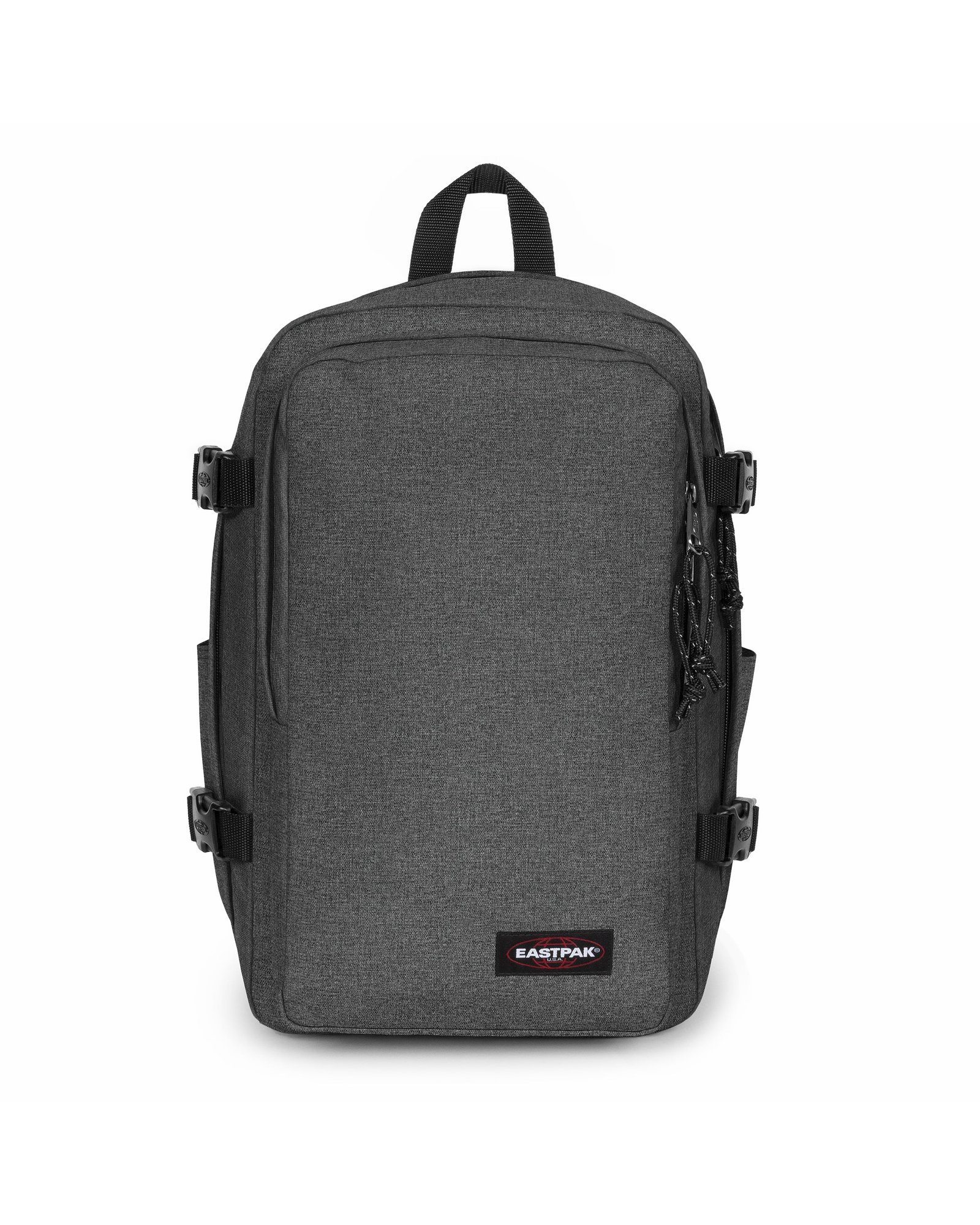 Vista frontal de estudio de la Eastpak Cabin Pak'r Black Denim.